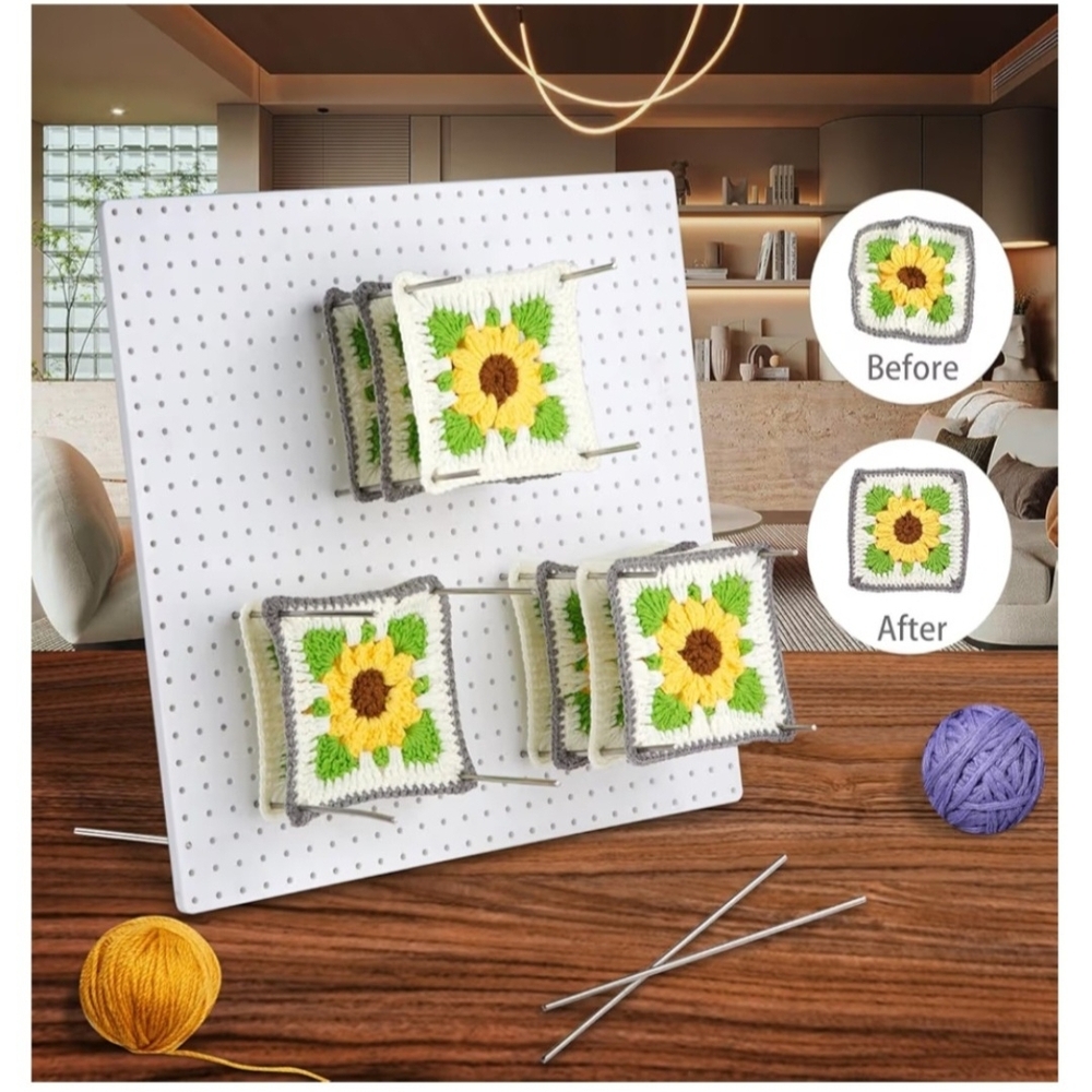 Crochet blocking board with 20 pegs/pins granny square blocking board New
